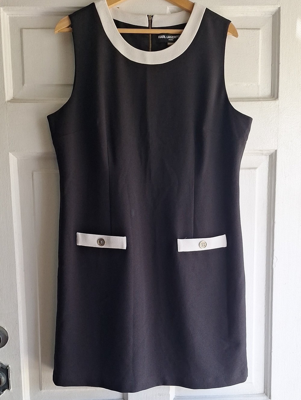Karl Lagerfeld Black Mini Dress with White Trim